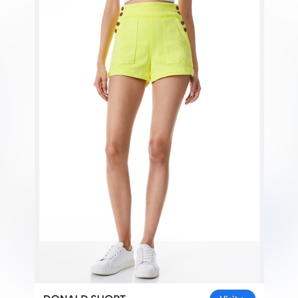 Alice & Olivia size 32  jean Donald short in lemon sorbet. VGUC. - Picture 1 of 12